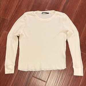 Jenni Kayne Women's Long Sleeve Thermal Crewneck Waffle Top - Cream